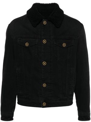 Versace shearling-collar denim jacket - Black