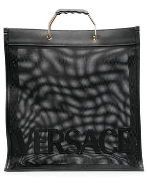 Versace Shopper logo-embellished tote bag - Black