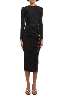 Versace Side Cutout Long Sleeve Cocktail Dress in 1B000 Black