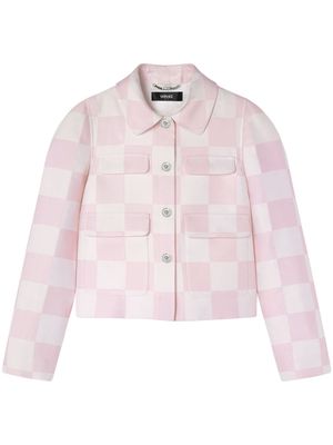 Versace silk-blend checkerboard-print jacket - Pink