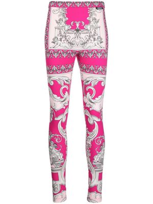 Versace Silver Baroque-print leggings - Pink