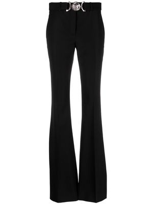 Versace silver medusa-plaque flared trousers - Black