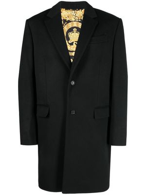 Versace single-breasted logo-patch coat - Black