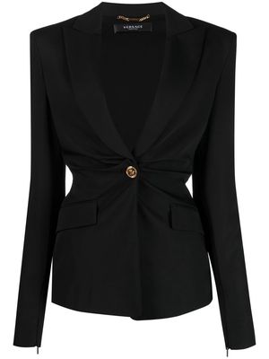 Versace single-breasted silk-blend blazer - Black