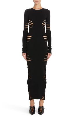 Versace Slash Long Sleeve Jersey Dress in Black