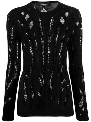 Versace slashed knit jumper - Black
