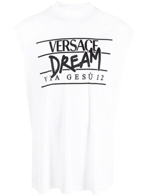 Versace slogan logo-print T-shirt - White