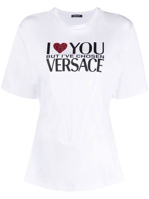 Versace slogan-print cotton T-shirt - White