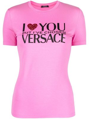 Versace slogan-print T-shirt - Pink