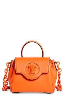 Versace Small La Medusa Handbag in Orange/Versace Gold