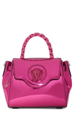 Versace Small La Medusa Metallic Chain Handle Bag in Tropical Pink-Palladium
