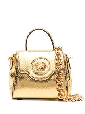 Versace small La Medusa python top-handle bag - Gold