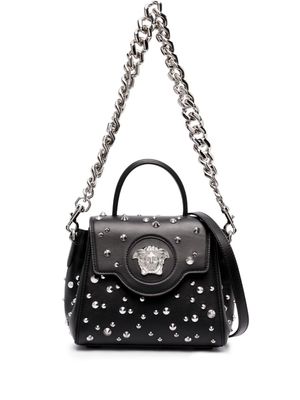 Versace small La Medusa studded top-handle bag - Black