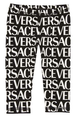 Versace Stretch Cotton Logo Leggings in Nero Bianco