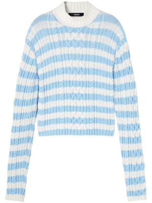 Versace striped cable knit jumper - Blue