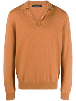Versace stud-embellished knitted jumper - Brown