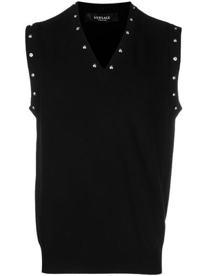Versace studded V-neck vest - Black
