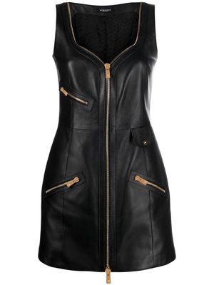 Versace sweetheart-neckline lambskin mini dress - Black