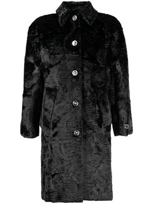 Versace textured faux-fur coat - Black