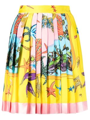 Versace Trésor de la Mer-print pleated skirt - Yellow