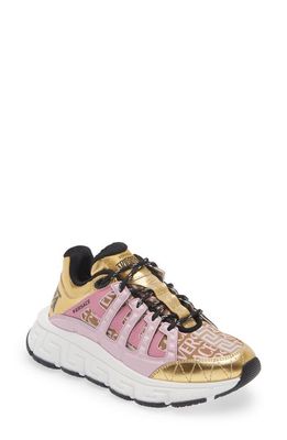 Versace Trigreca Low Top Sneaker in Gold/Pink