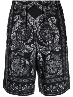 Versace trompe l'oeil print track shorts - Black