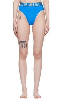 Versace Underwear Blue Greca Bikini Bottoms