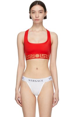 Versace Underwear Red Greca Sports Bra