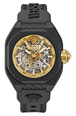 Versace V-Legend Skeleton Recycled Polyurethane Strap Watch
