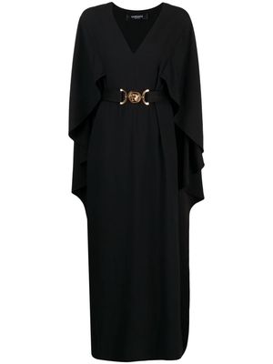 Versace V-neck Medusa-belt maxi dress - Black