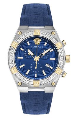 Versace V-Sporty Greca Chronograph Leather Strap Watch