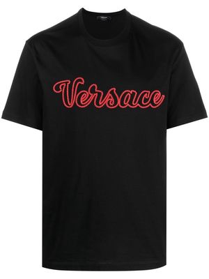 Versace Varsity logo-embroidered T-shirt - Black