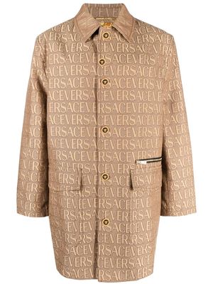 Versace Versace Allover-jacquard canvas coat - Brown
