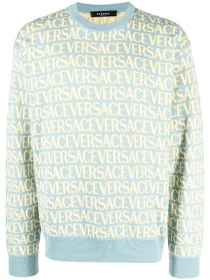 Versace Versace Allover-jacquard cotton jumper - Blue