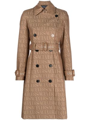 Versace Versace Allover-jacquard trench coat - Brown