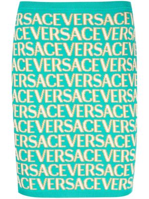 Versace Versace Allover knitted miniskirt - Blue