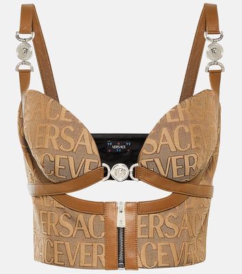 Versace Versace Allover leather-trimmed bustier