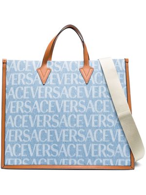 Versace Versace Allover-print denim tote bag - Blue