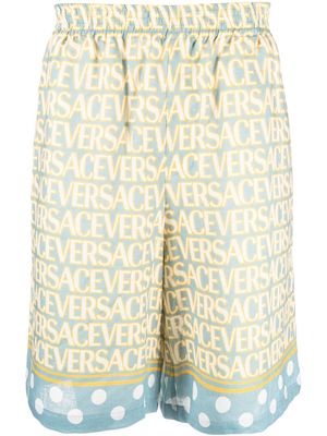 Versace Versace Allover-print linen shorts - Blue