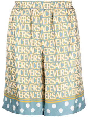 Versace Versace Allover-print silk shorts - Blue
