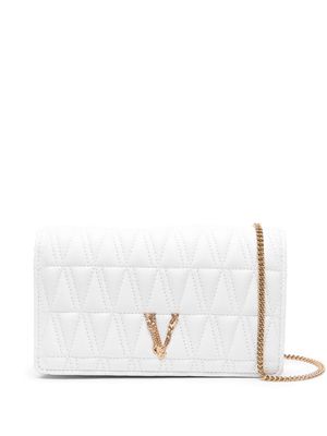 Versace Virtus logo-plaque leather crossbody bag - White