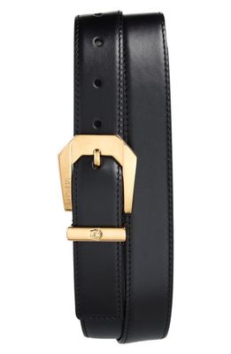 Versace Western Buckle Leather Belt in Black/Versace Gold
