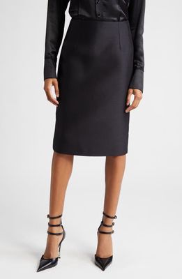 Versace Wool & Silk Pencil Skirt in Black