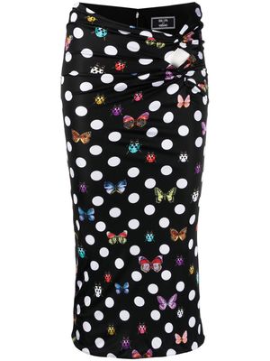 Versace x Dua Lipa Butterflies-print midi skirt - Black