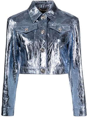 Versace x Dua Lipa metallic-effect leather jacket - Blue