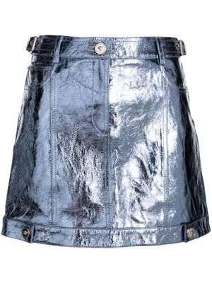 Versace x Dua Lipa metallic leather miniskirt - Blue