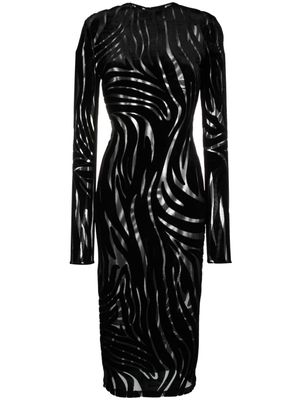 Versace zebra-pattern midi dress - Black