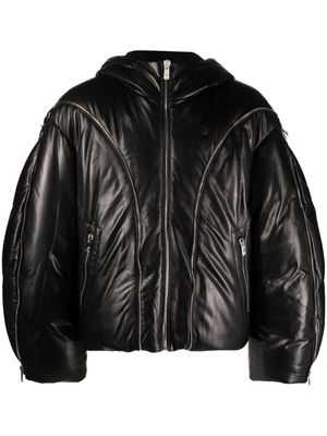 Versace zip-detail leather puffer jacket - Black