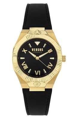 VERSUS Versace Echo Park Leather Strap Watch, 36mm in Ip Yellow Gold 