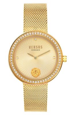 VERSUS Versace Lea Crystal Mesh Strap Watch, 35mm in Ip Yellow Gold 